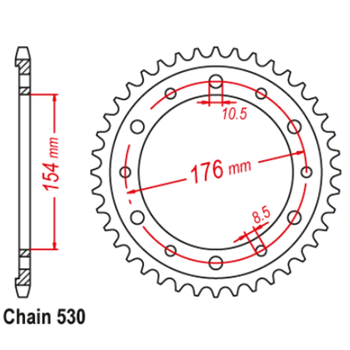 OZOEMPT（530-43T/44T）Motorcycle Rear Sprockets For H/on-da CB900 Bol d 'Or 79-84 VFR750 RC36 90-80 VFR800 Interceptor RC46 98-14