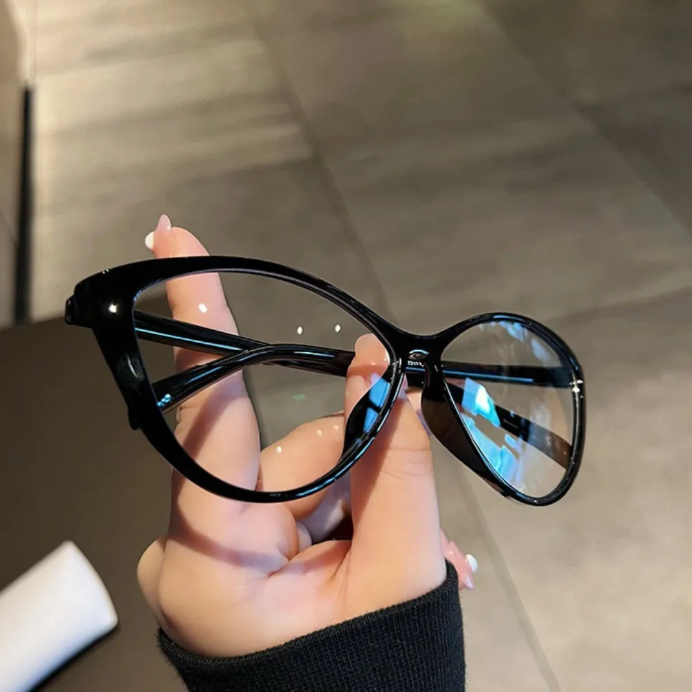 Lentes de Óculos com Grau de 0 a -400, Óculos Anti Luz Azul para Miopia, Armação Olho de Gato, Armação Grande, Óculos para Computador, Cuidados com a Visão