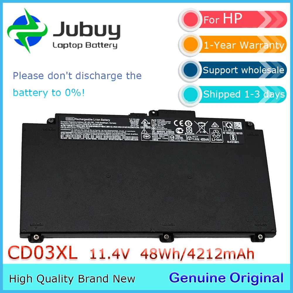 CD03XL 11.4V 48Wh Original Laptop Battery for HP ProBook 640 645 650 G4 G5 G7 Series 931702-171 931719-850