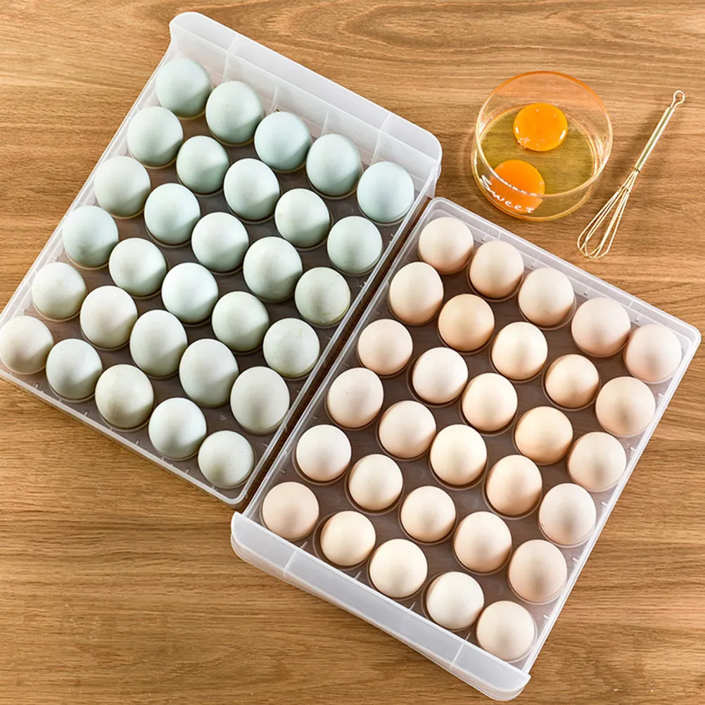 

Double Layer 60 Grids Egg Tray Storage Box Plastic Stackable Refrigerator Organizer Large Capacity Space Saving
