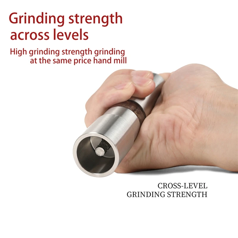 手動塩コショウグラインダーセット,サムプッシュミル,ステンレス鋼,金属ホルダー付きスパイスソースグラインダー