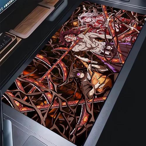 Imagen 2 del producto Alfombrilla de ratón fantasma de Anime para ordenador portátil, alfombra para teclado Demon Slayer, PC Kokushibo Douma Akaza Daki Giyuutarou Hantengu, alfombrilla de escritorio XXL