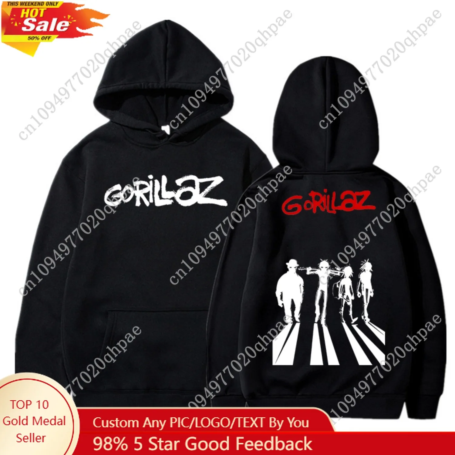 

Gorillaz Print Women Men Hooded Pocket Hoodie Autumn And Winter Pullovers Long Sleeve Loose Soft Sweatshirt Streetwear Coat