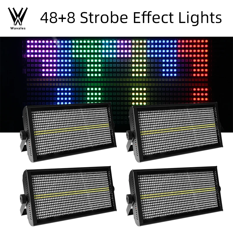 LED 48+8 Segments Strobe Light RGBW DMX512 Stage Flash Lamp Sound Activated Pixel Effect for DJ Disco Bar KTV Party