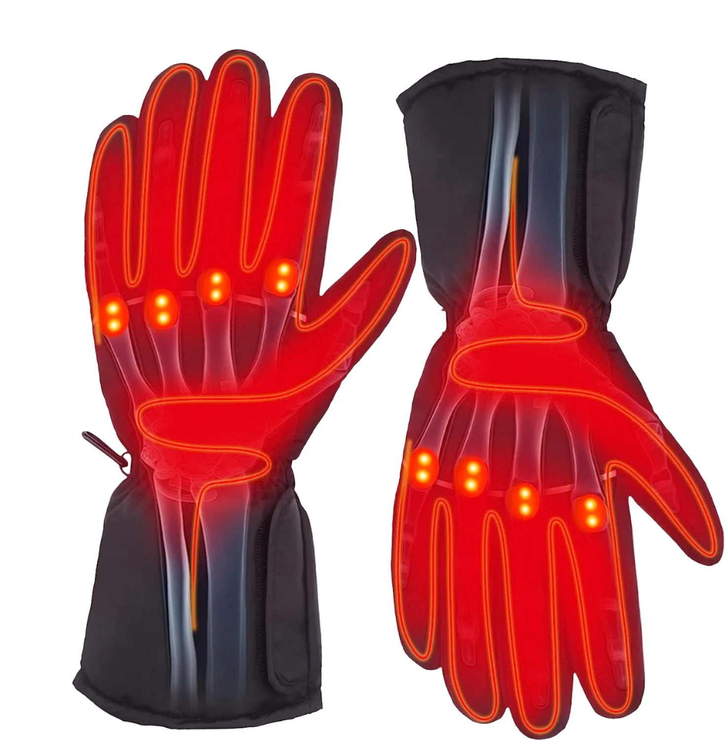 

Customizable Rechargeable Heated Split Finger Gloves Men's Winter Sports Waterproof Regulation Adjust Case Skiing Snowboarding