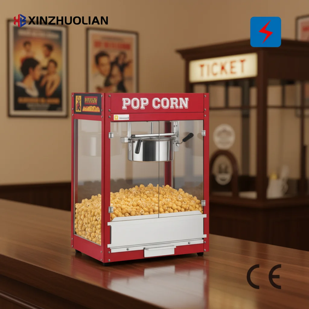 Automatic Non-stick Electric Industrial Popcorn Machine 8 oz Capacity  Power Multi-Plug Compatibility High Efficiency