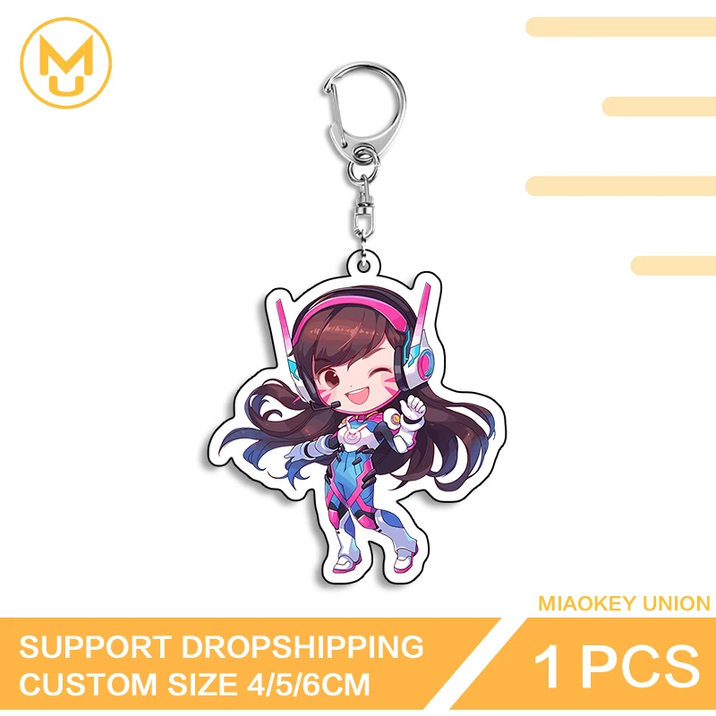 Overwatch D.Va Kawaii розовый стиль модный изысканный шикарный двусторонний акриловый брелок водостойкие костюмы для косплея DIY реквизит
