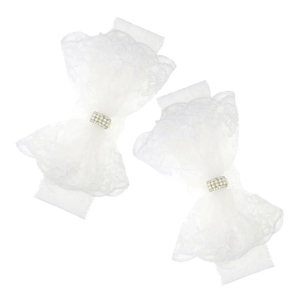 

2Pcs Butterfly Knot Headbands for Baby Girls Lace Bow Hair Accessories Wide Band Non-Slip Design for Birthday Party Newborn