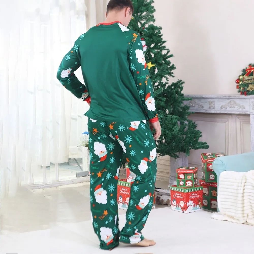 Santa Claus Print Family Matching Pajamas Long Sleeve 2 Pieces Suit Santa Claus Print Sleepwear Pullover Style
