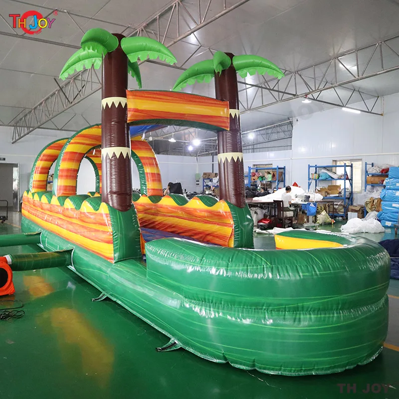 

9.2x2m Customized Tropical Palm Tree sliding Inflatable Slip and Slide With Pool For Kids Inflatable Water Play Slide