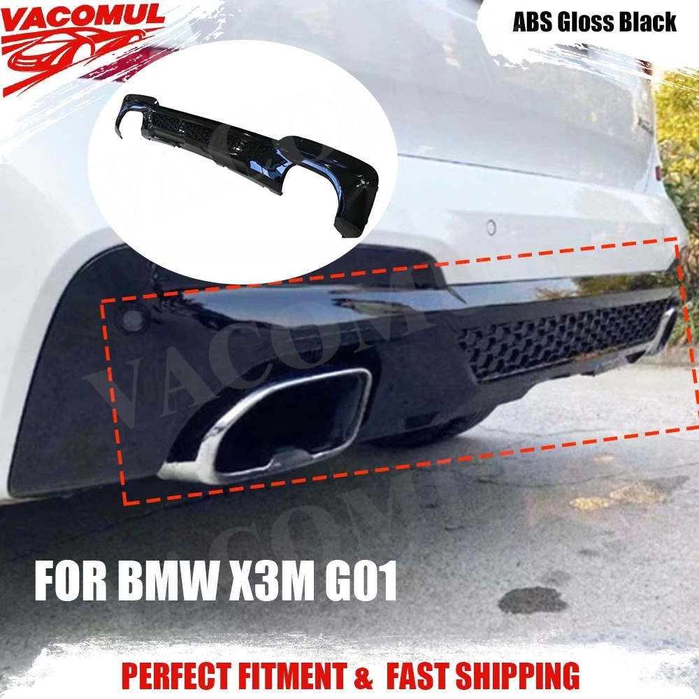 

VACOMUL Rear Bumper Diffuser Lip for BMW X3M G01 2019-2021 ABS Rear Diffuser Splitters Body Kit Car Accessories