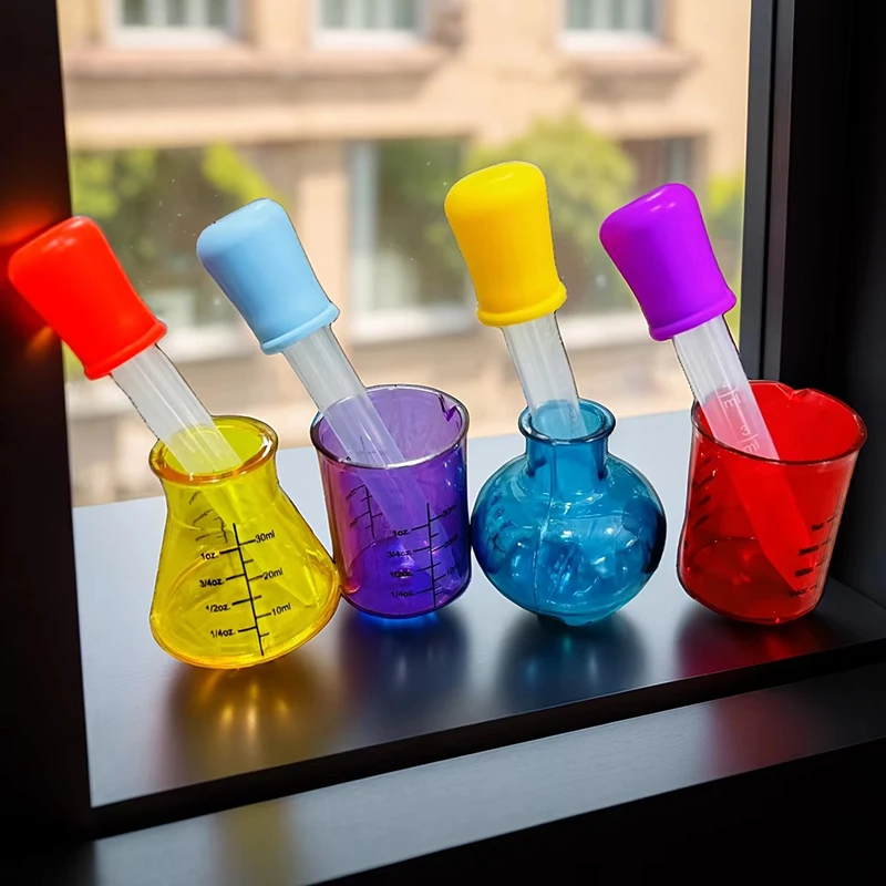 1 Set Educational Mini Measuring Cups - 4 Colored Plastic Cups, Science Experiment & Sensory DIY Teaching Aid