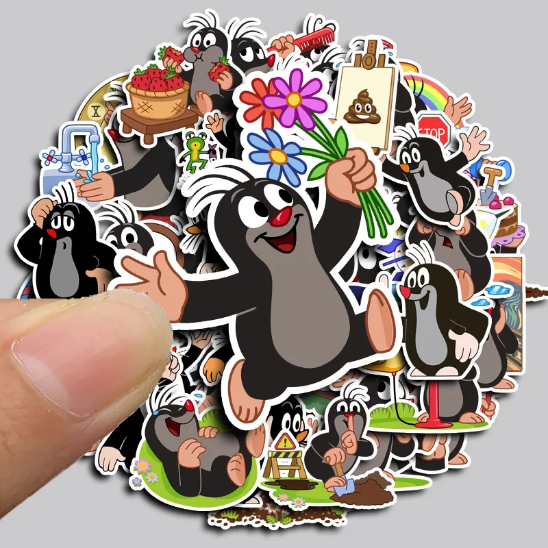 40PCS The Little Mole‌ Stickers Cartoon PVC Toys DIY Decoration Waterproof Skateboard Luggage Phone Fridge Car Gifts