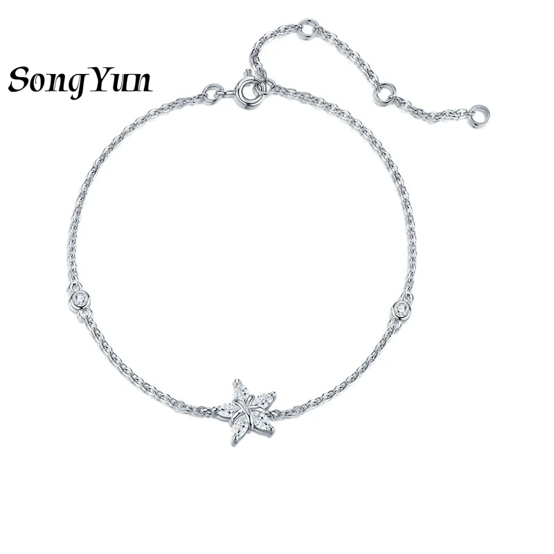 

SONGYUN Luxury Jewelry 925 Sterling Silver Bracelet Moissanite Diamond Chain Promise for Girls 18K Gold Plated SYT Patent Bangle