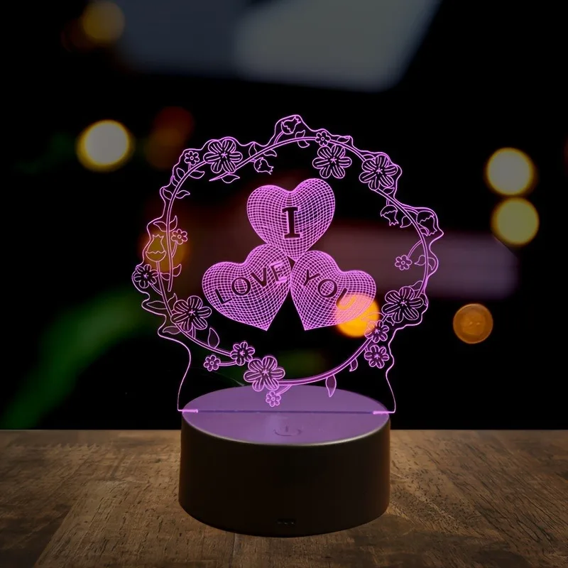 1pcs LOVE 3D night light, festive party atmosphere decorative light, romantic mood light, holiday gift table light for family.