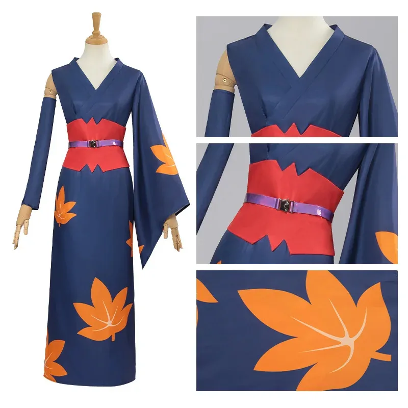 Новый костюм кимоно для косплея, аниме Gintama Tsukuyo, сексуальное платье с кленовым листом для женщин и девочек, одежда для выставки в стиле комиксов, Хэллоуин 5, 5ftu^