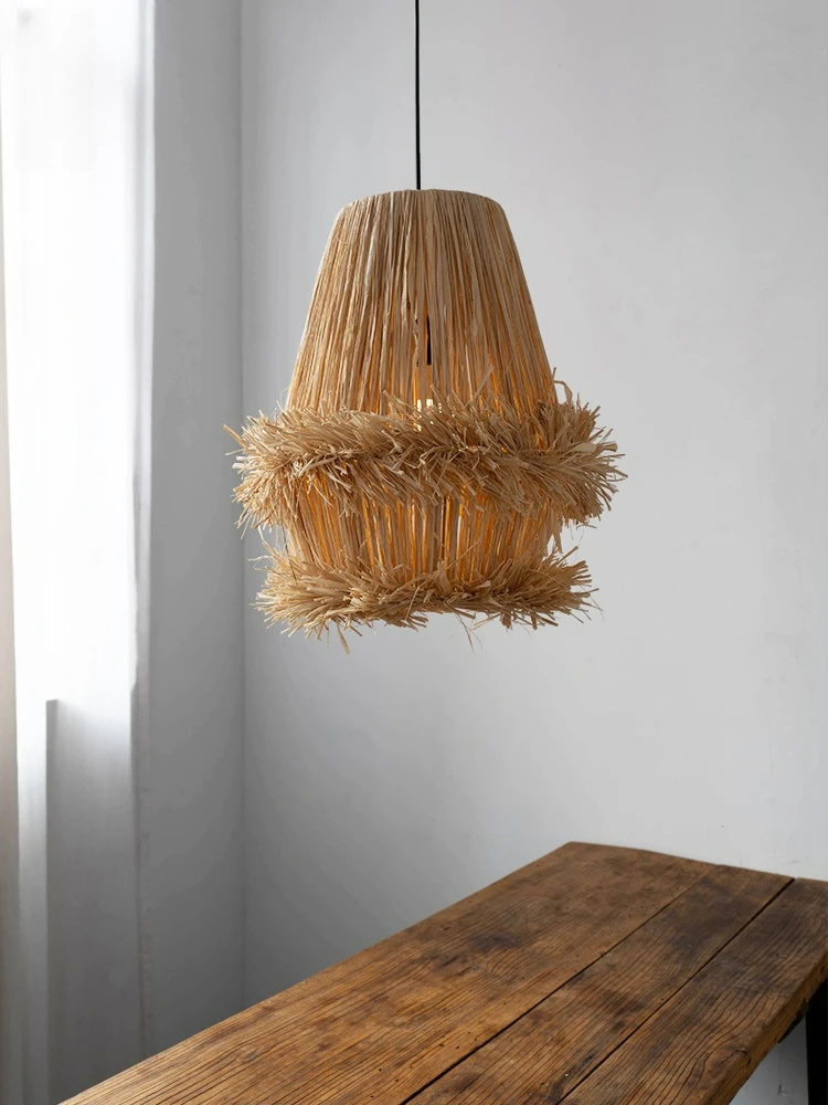 

Japanese Style Pendant Light Wabi Sabi Retro Handmade Woven Rattan Bamboo Weaving Hotel Living Room Dining Room Bedroom Lighting