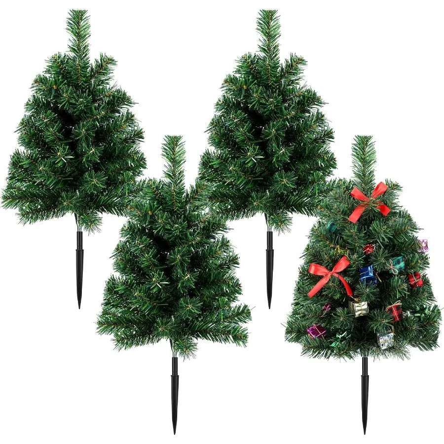 4 قطعة أشجار عيد الميلاد في الهواء الطلق 24 ''ممر صغير أشجار عيد الميلاد مع حصص الاصطناعي مقاوم للماء أشجار عيد الميلاد حديقة الديكور