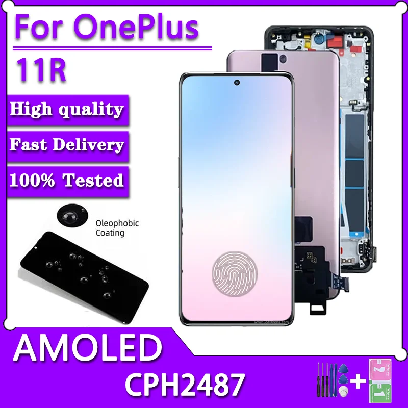 674-new-for-oneplus-11r-lcd-1-11r-display-touch-screen-digitizer-assembly-cph2487-display-with-frame