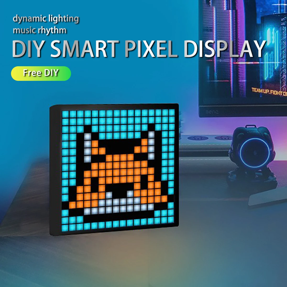 Smart LED Pixel Display DIY Text Graffiti Animation Dynamic Pixels Panel APP Control Creative Clock for Home Room Desktop Decor