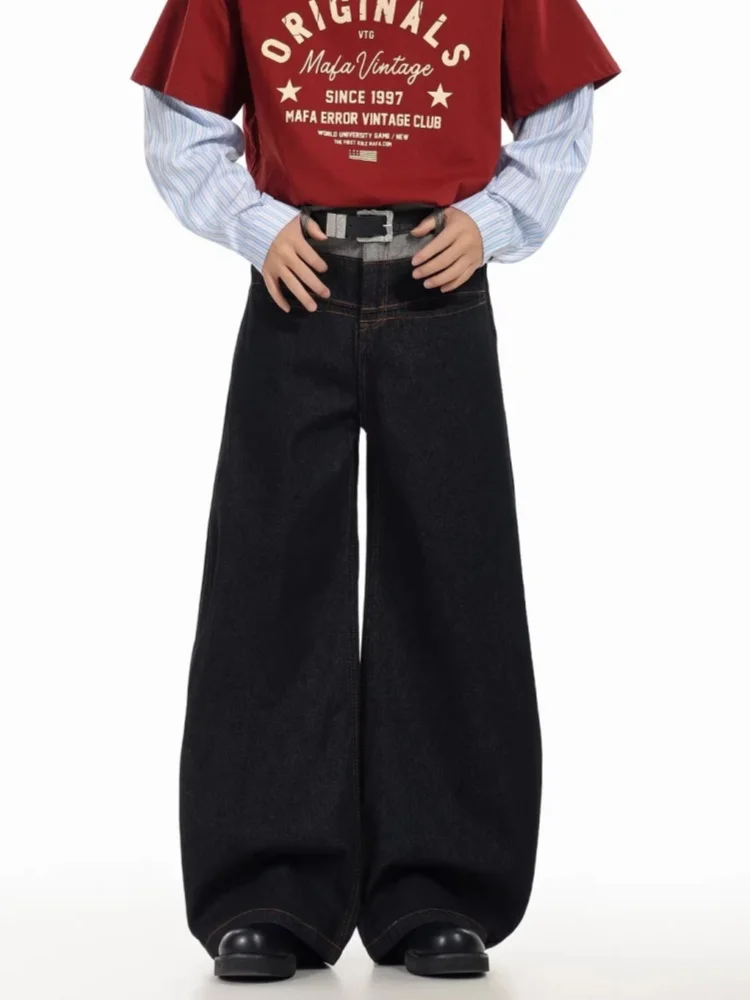 

Мужские джинсы Y2K Streetwear 2026: черные, свободные, с пэчворком, прямые, из хлопка, длинные брюки, мода для мужчин