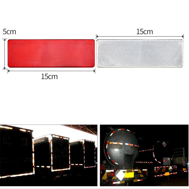 1/2/4Pcs Truck Motorcycle Adhesive Rectangle Plastic Reflector Reflective Warning Plate Stickers Safety Sign Car Accessories