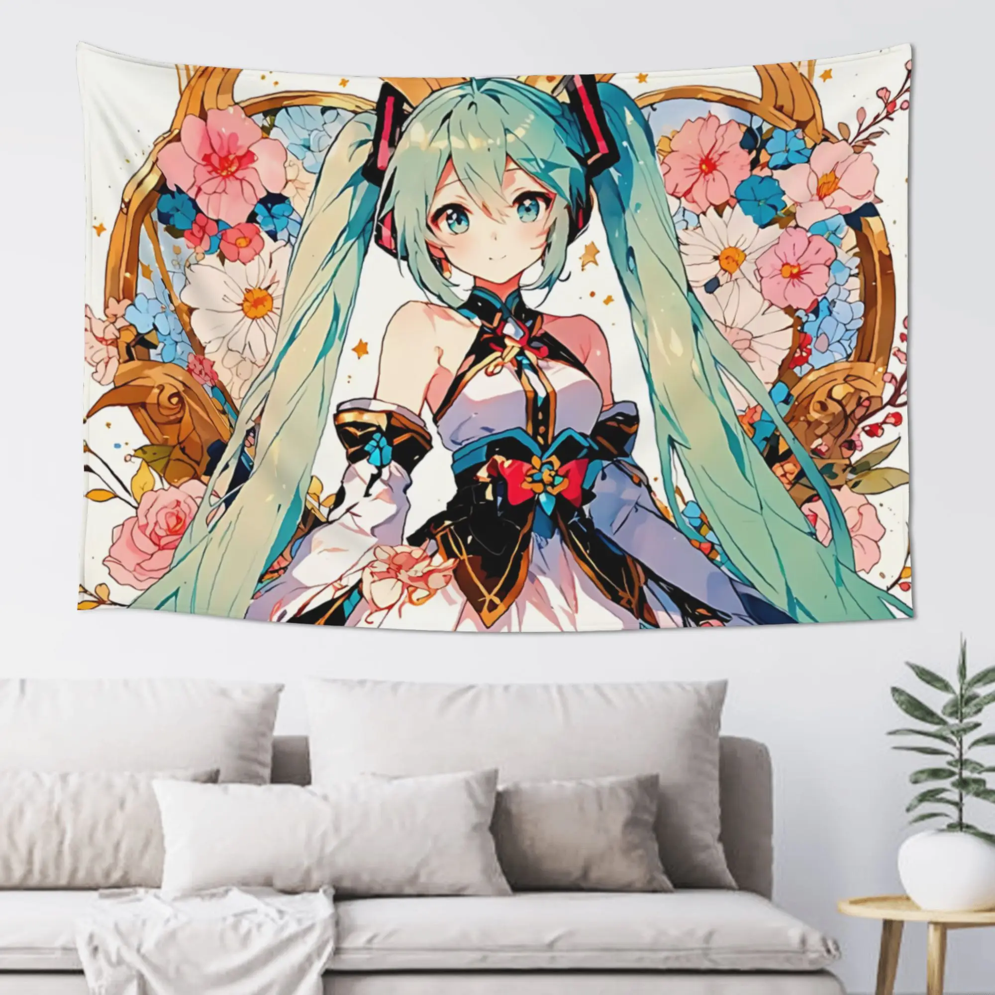 Customized Hatsune Miku Cutecore Tapestry  Wall Hanging Blanket Tapestry Home Decor Items Wall Decorations