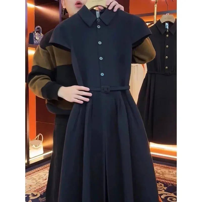 Short Sleeved Dress For Women In Spring And Summer New High-end Feeling Slim Waist And Unique Pleated Long Skirt