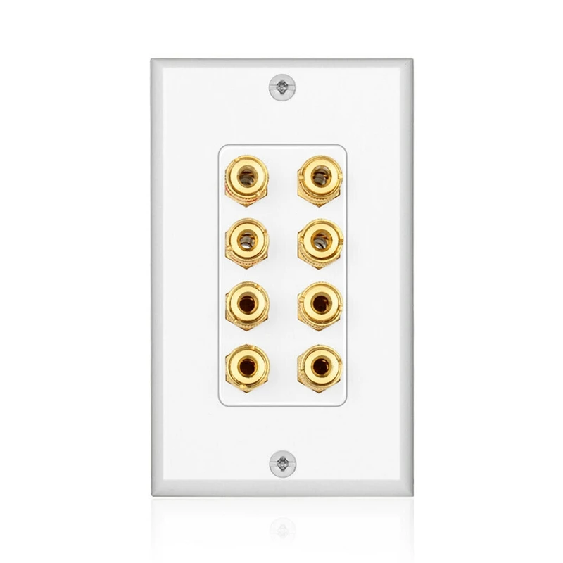 HOT-8 Posts Speaker Wall Plate Home Theater Wall Plate Audio Panel For 4 Speakers