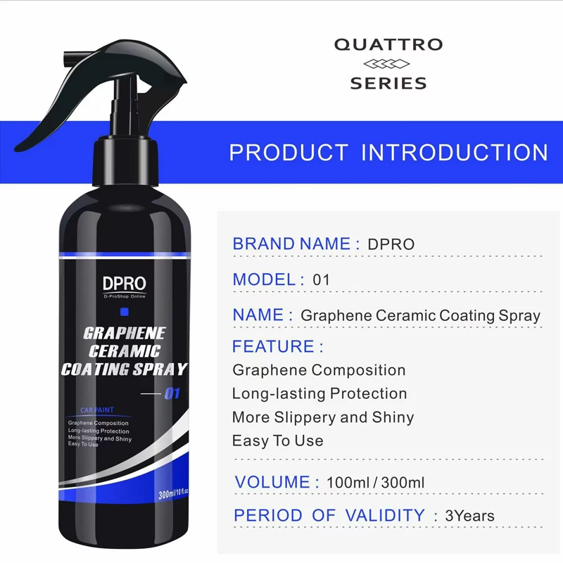 Dpro Graphene Ceramic Car Coating Spray Liquid Glass Waterproof Nano Car Ceramic Hydrophobic Auto Paint Care Car Detailing VM-01