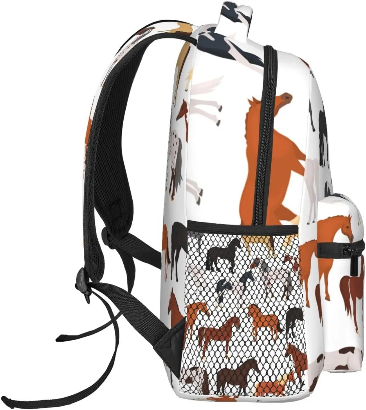 Horse Breeds Pattern Stylish Casual Backpack Purse Laptop Backpacks With Multiple Pockets Computer Daypack For Work Business