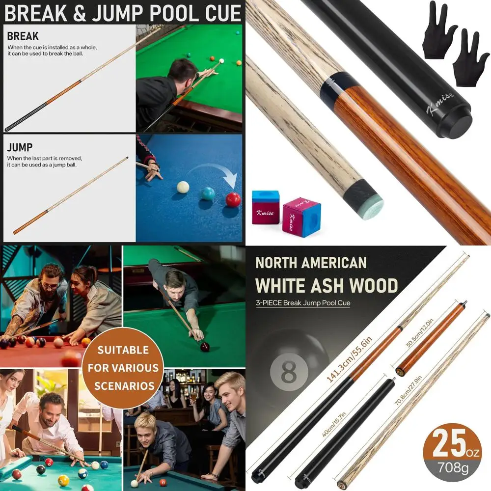 

Мощный кий для прыжков и ломтиков на 21–28 унций для взрывчатых снимков, профессиональных наконечников, мелов и перчаток в комплекте