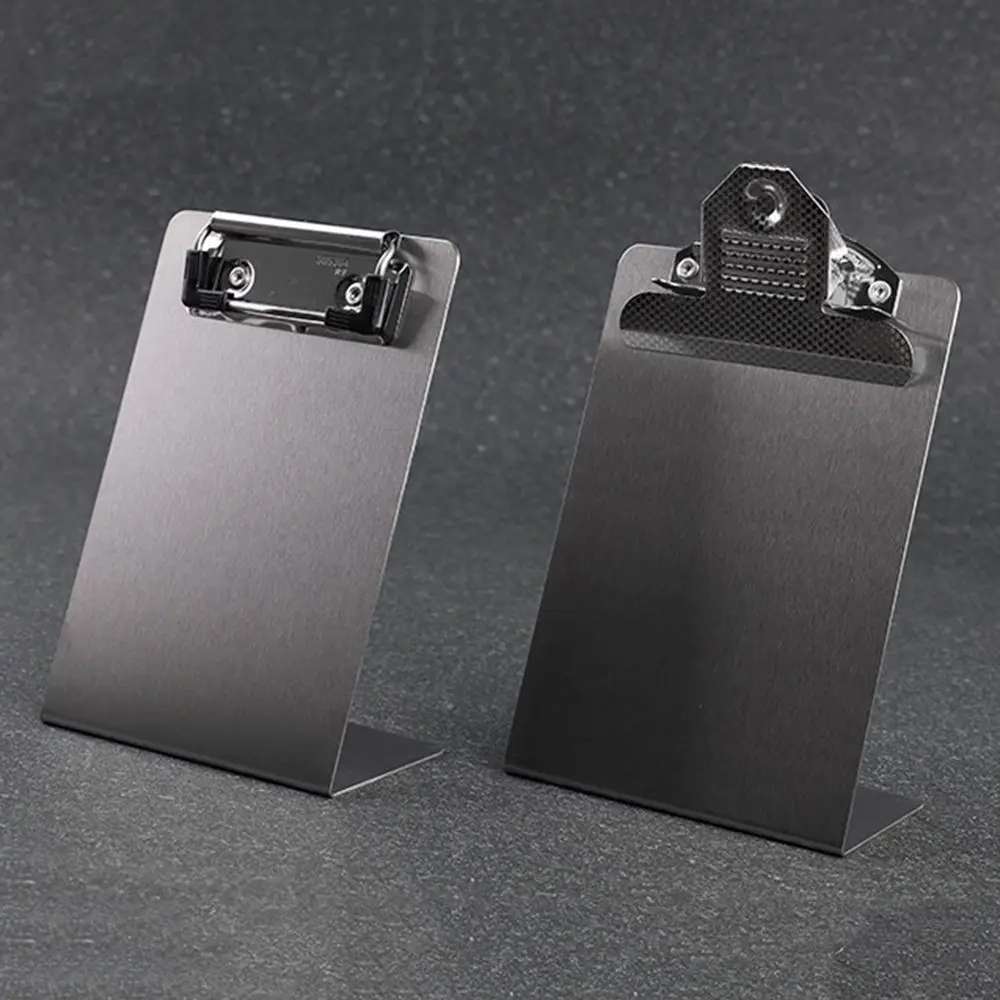 Minimalist Stainless Steel Menu Clip Stand Vertical A4/A5/A7/B6/A6 Bill Clip Waterproof Non-slip Receipt Holder School Supplies