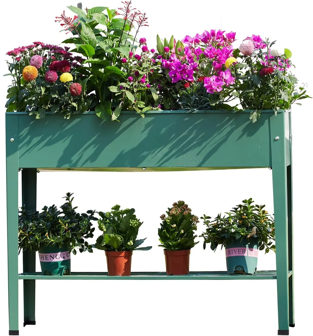 

Raised Garden Bed, Elevated Metal Planter with Legs, Standing Plant Stand with Drainage Holes, 40"x11"x31"