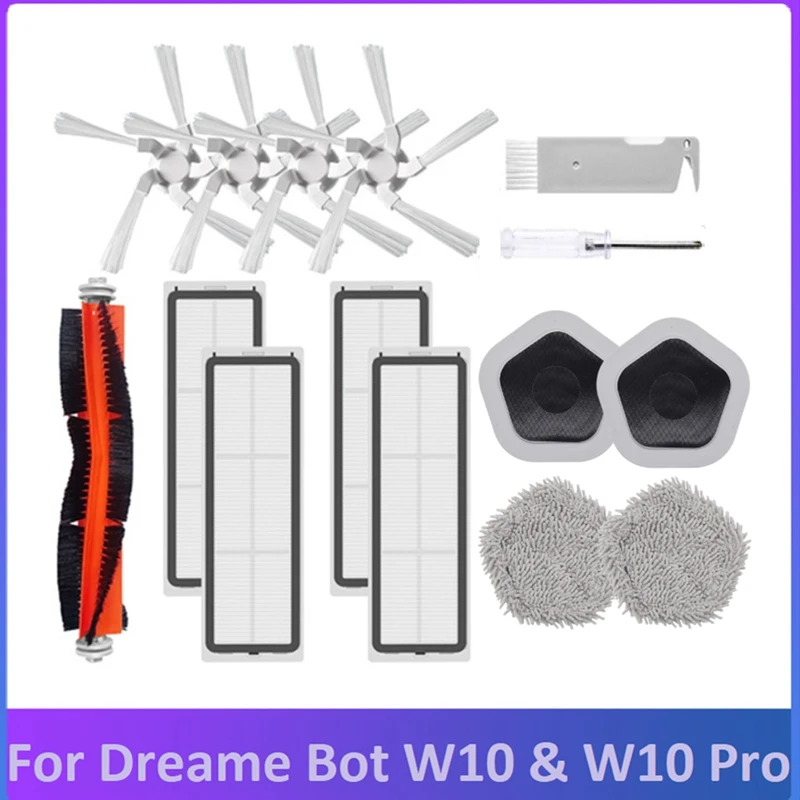 

15Pcs Replacement For Xiaomi Dreame Bot W10&W10 Pro Robot Vacuum Cleaner Main Side Brush Filter Mop Cloth And Mop Holder A