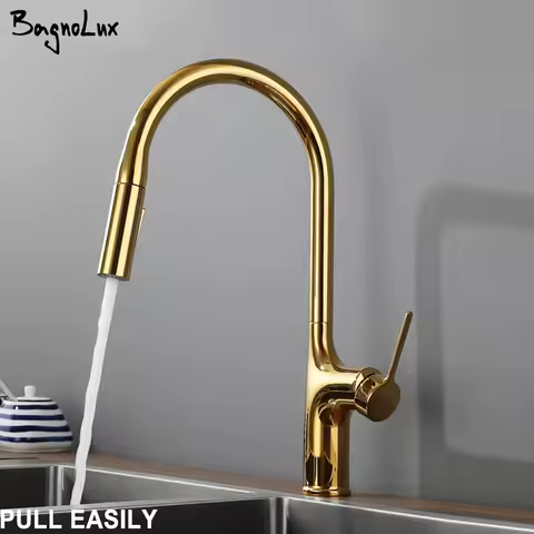 Bagnolux Titanium Black Brushed Deck Mounted Kitchen Faucet Two Function Single Handle Pull Out Mixer Hot and Cold Water Taps