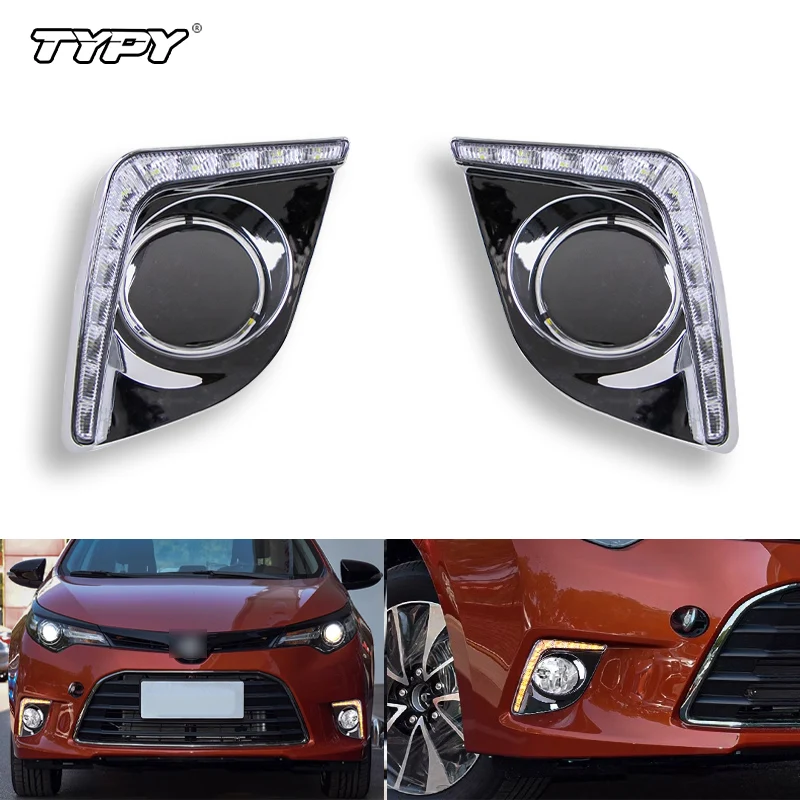 TYPY For Toyota LEVIN 2014-2016 Daytime Running Lamp Refitted LED fog lamp assembly steering Both functions white yellow