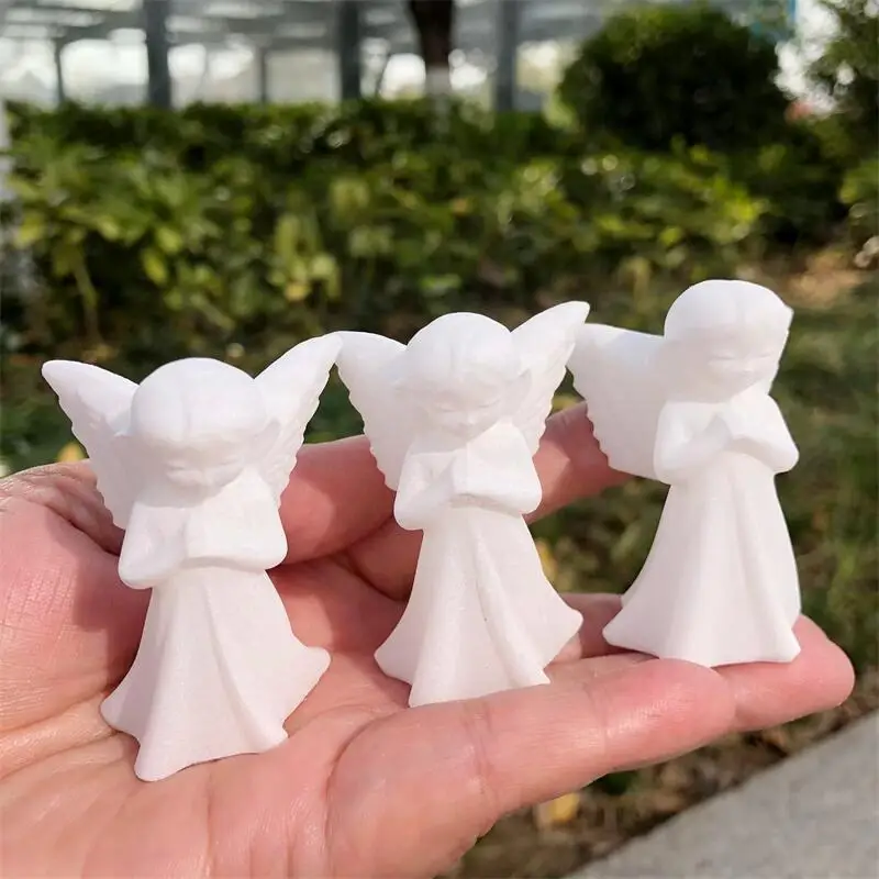 

5,5 см натуральный белый мрамор ангел резьба фигурка орнамент Исцеление Рейки ремесло домашний декор камень праздничный подарок 1 шт.