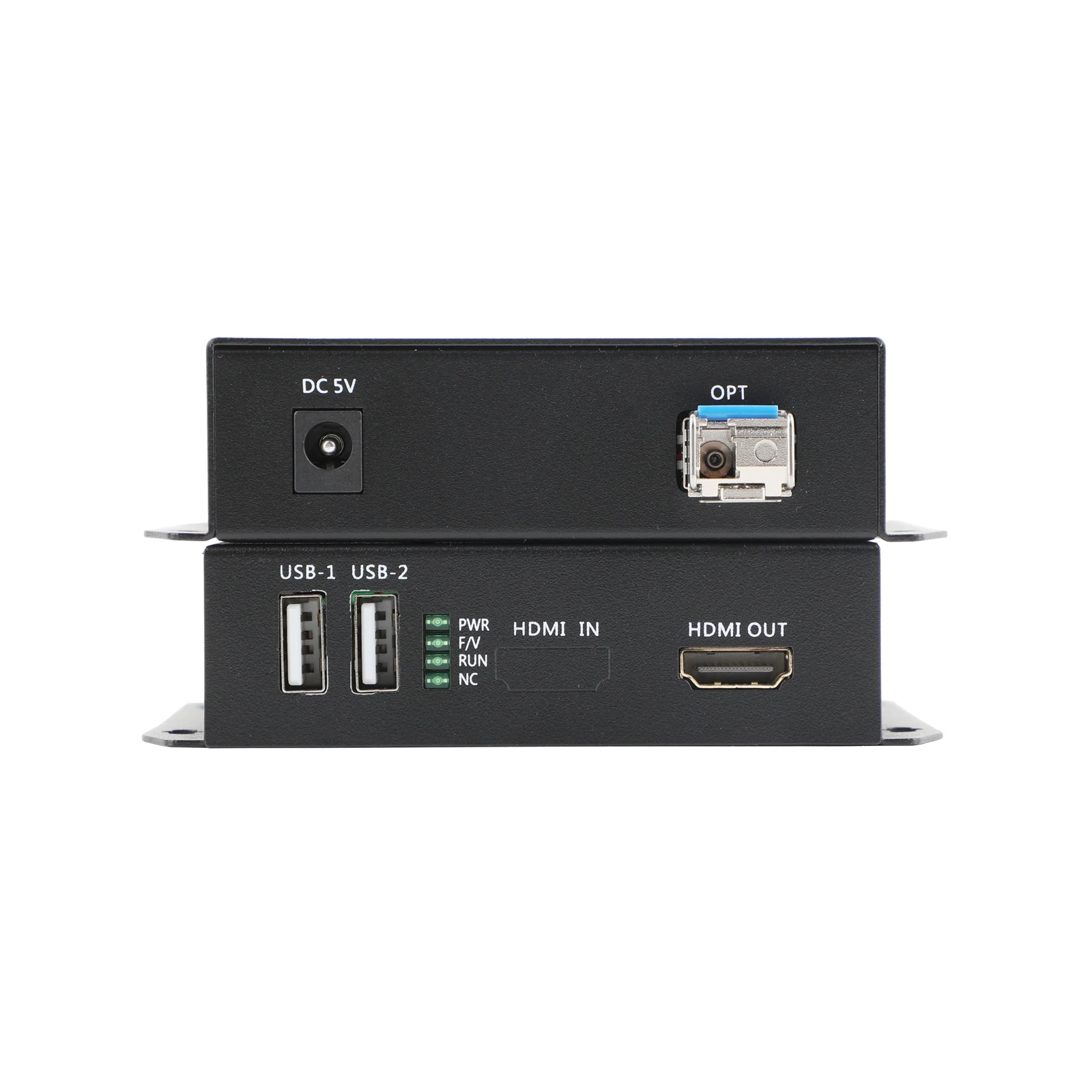 4K Fiber Optic Transceiver Media Converter with LC SFP Module (10KM)-USB Mouse/Keyboard, Audio/Video,  US/EU Power