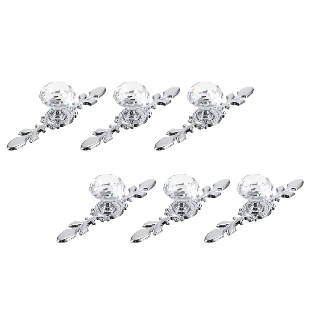 

6pcs Crystal Drawer Knobs Modern Cabinet Handles Metal Door Pulls Wardrobe Drawer Pulls Durable Hardware For Home Decor