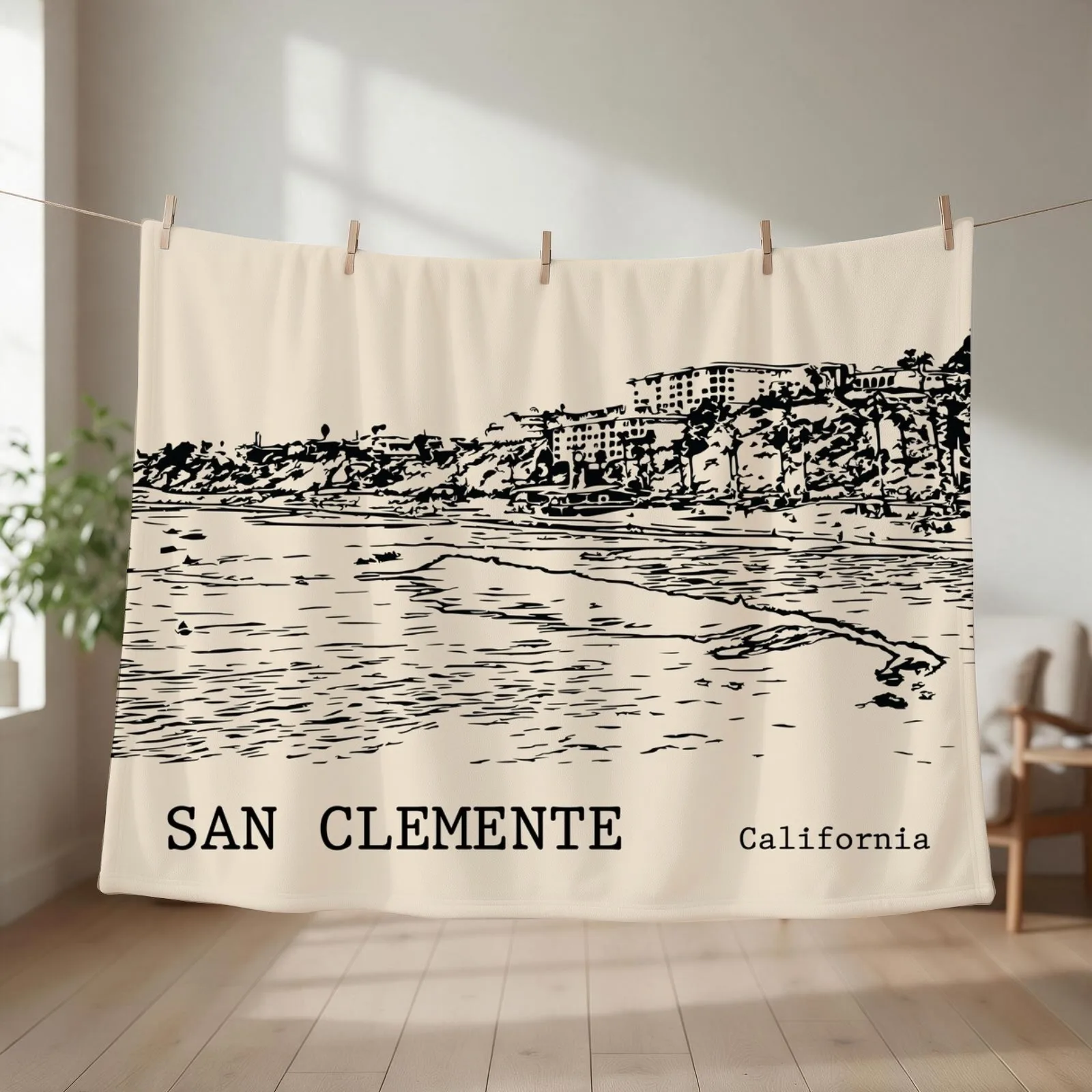 San Clemente California Throw Blanket couch cozy soft plush fuzzy picnic outdoor blanket