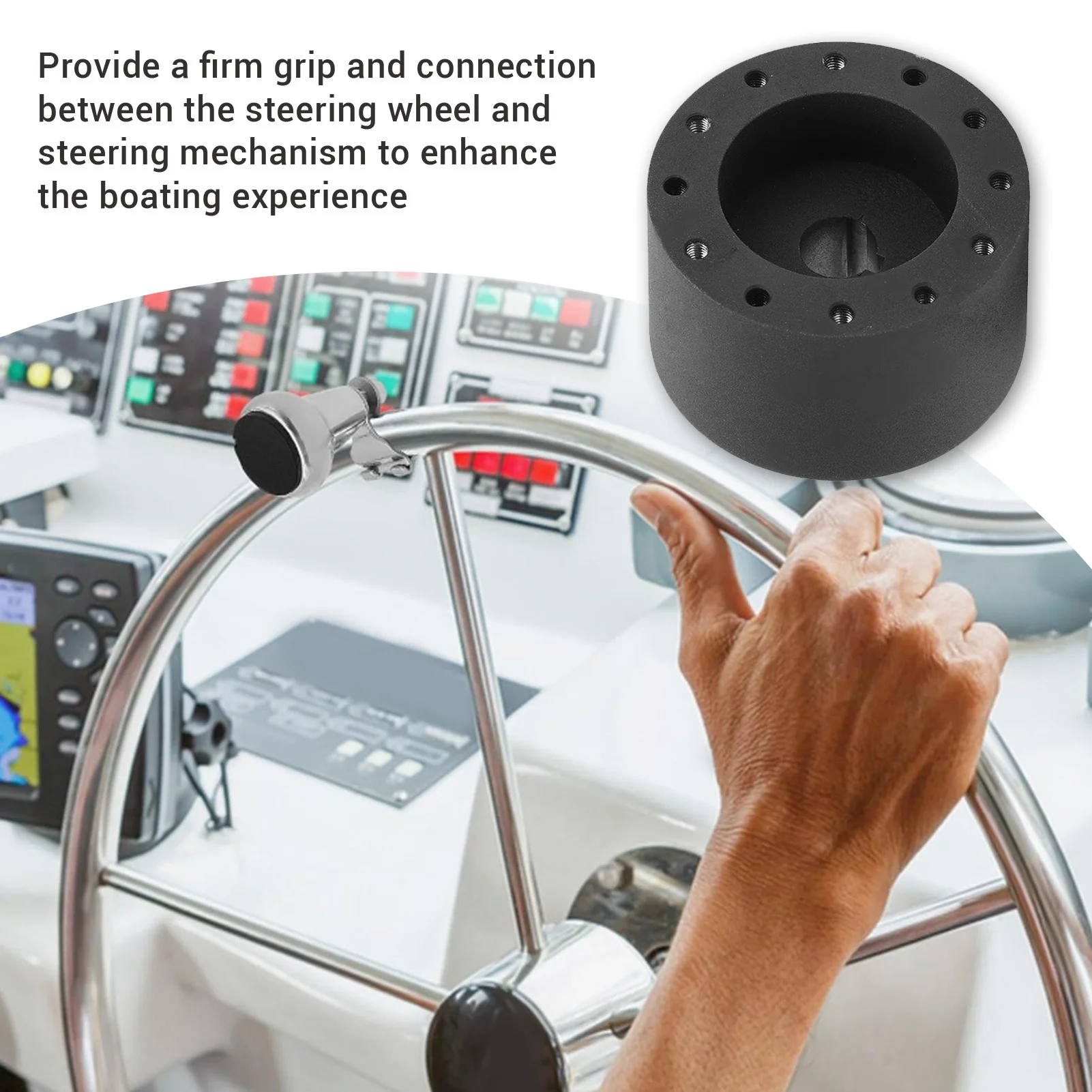 Boat Steering Wheel 6 Hole Hub Adapter 3/4in Keyway for Marine Vessels Metal Strong Structure Stable Control