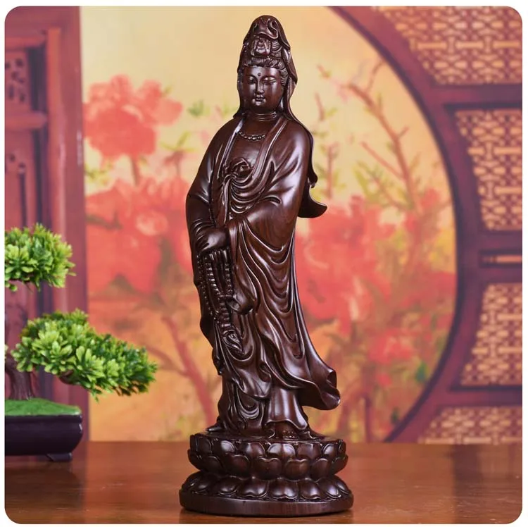 Large GOOD HOME Spiritual efficacious Mascot Standing Guanyin Avalokitesvara buddha Rosewood Handmade carving FENG SHUI