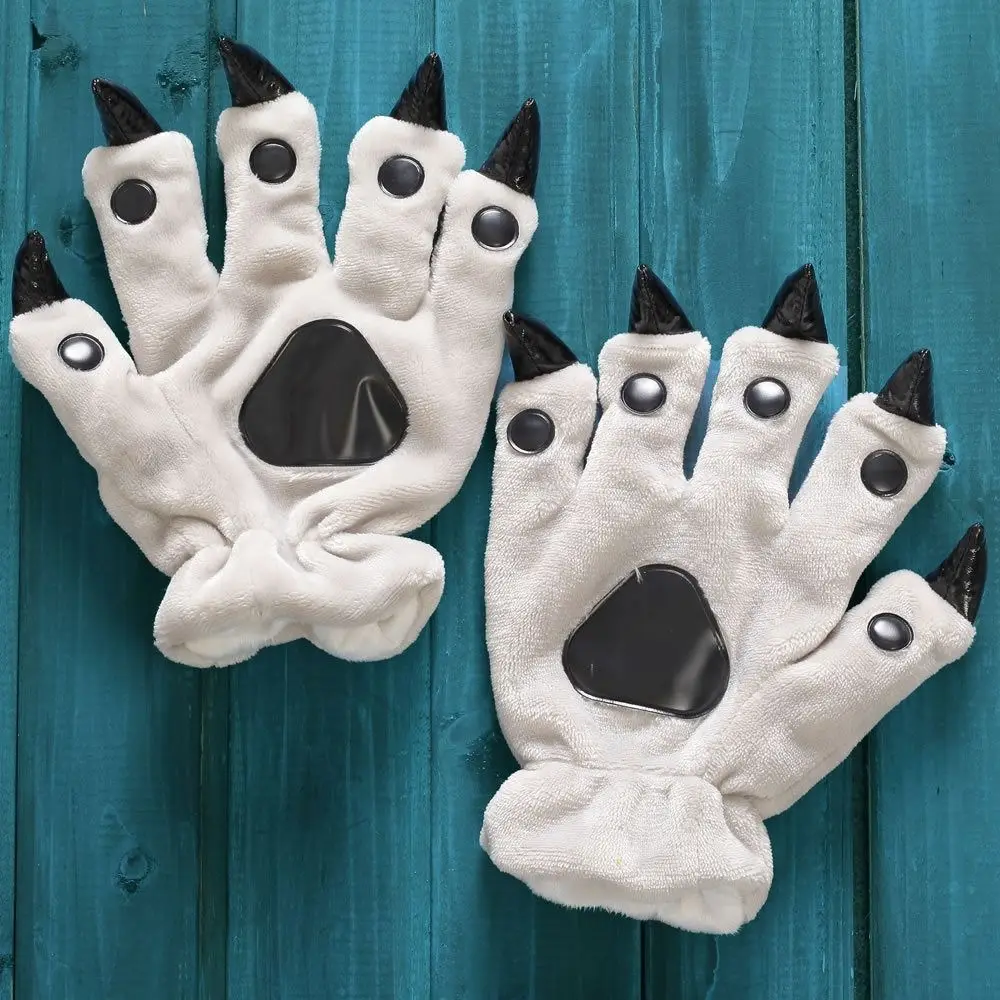 

Pajama Accessories Flannel Kigurumis Animal Gloves Cartoon Warm Up Animal Paw Gloves Thickening Soft Dinosaur Gloves Halloween