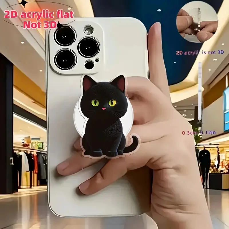 

2D Acrylic Black Cat Phone Stand, Stable Support for Watching Videos, Cute Phone Decor Accessory