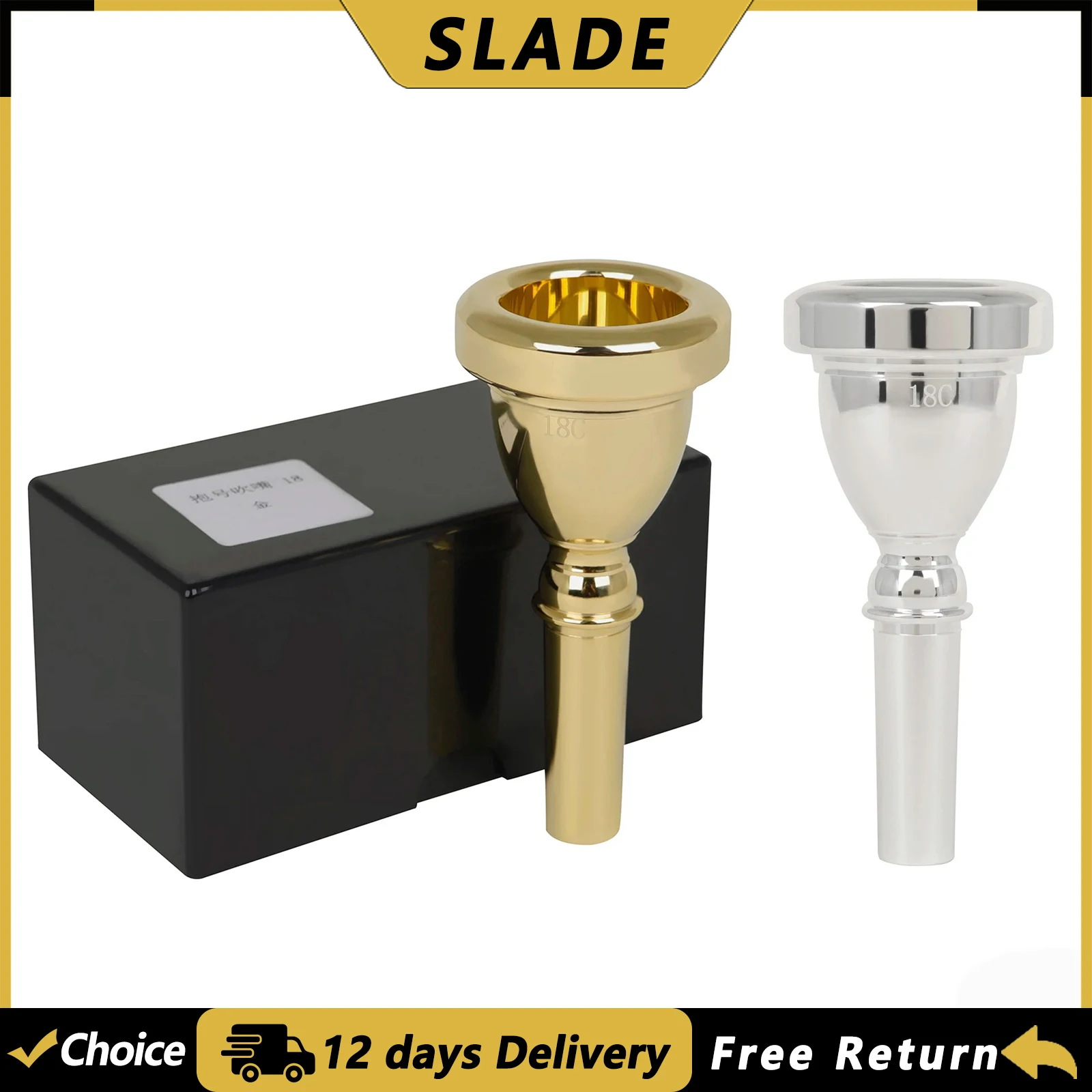 

SLADE 18C Tuba Mouthpiece Bass Horn Mouthpiece 14mm Gold Silver Brass Instrument Professional Accessories Tuba Replacement Parts
