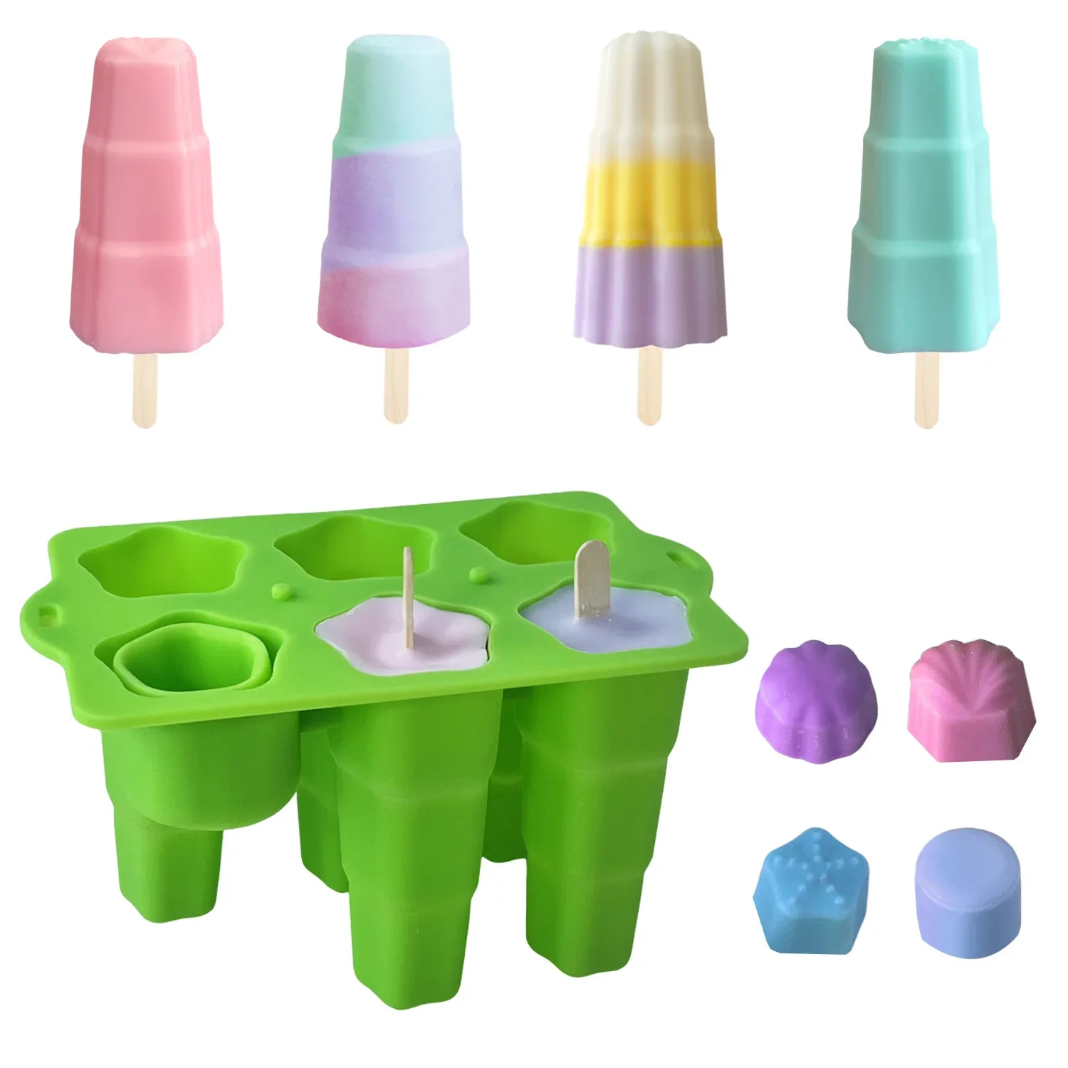 

Silicone Popsicle Molds with Cover and Sticks DIY Ice Cream Molds Homemade Dessert Fruit Juice Ice Pop Cube Trays Stereo