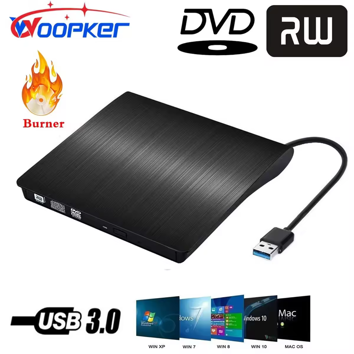 DVD-RW שחקן חיצוני cd dvd צורב usb 3.0 כונן כונן עבור מחשב נייד מחשב נייד PC Mac