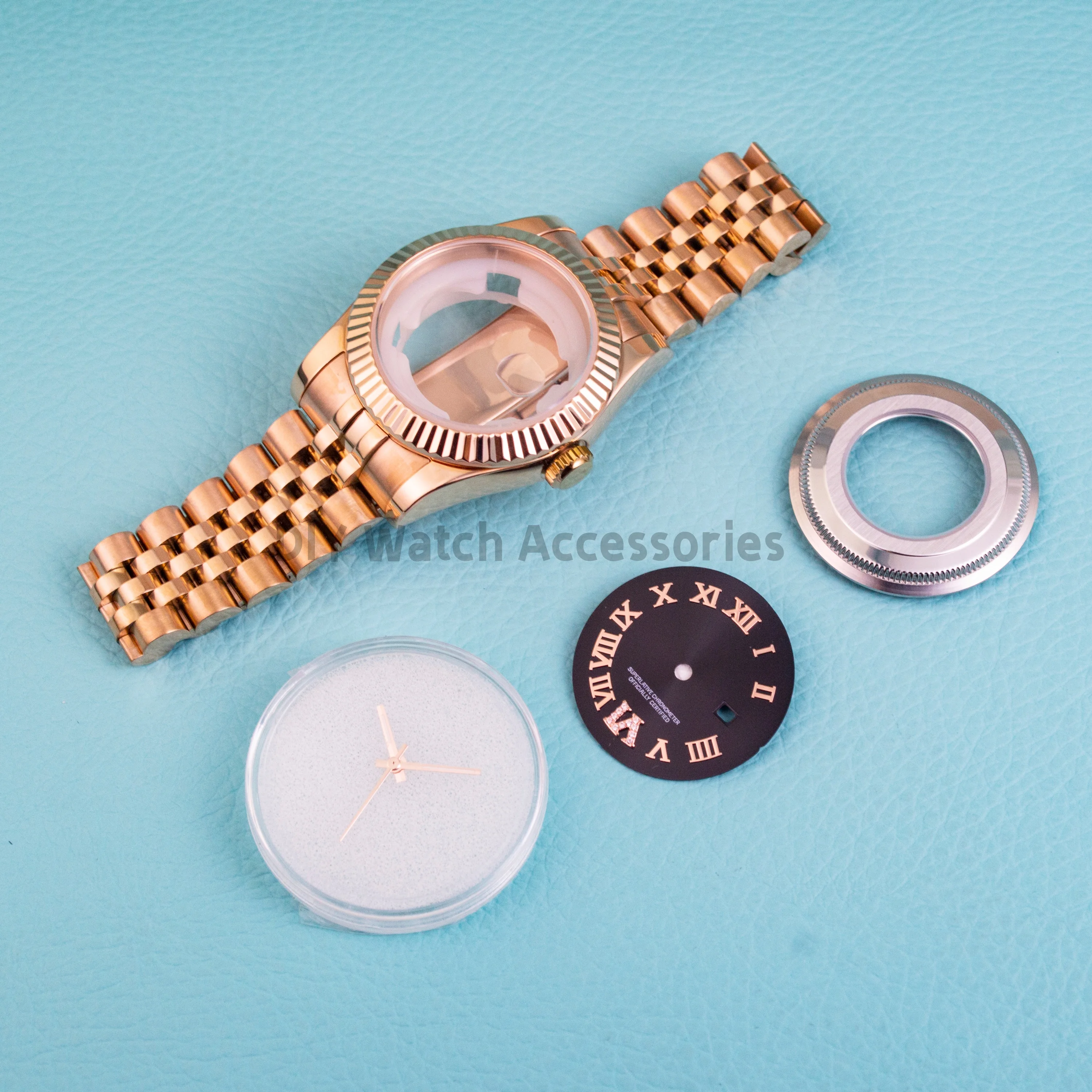 33mm Watch Case 17mm Strap NH05 Case Dial Hands Stainless Steel Sapphire Glass Rose Case For NH05 NH06 Women's Watch Case