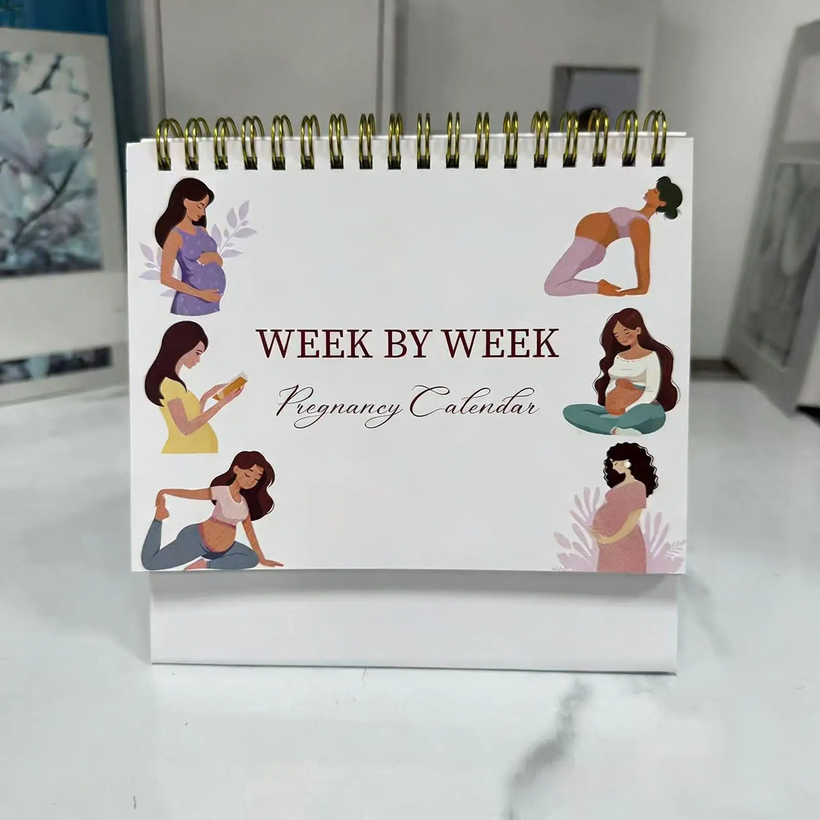 Pregnancy Calendar Weekly Hardcover Journal Tracker Pregnancy Calendar for Expecting Moms for Home Bedroom Study Desktop